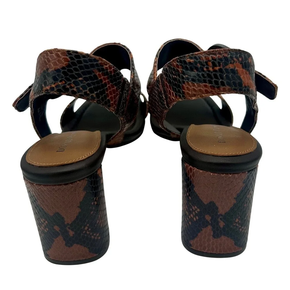New Donald Pliner Erin Snake Embossed Leather Sandals T-Strap Size 8.5 M